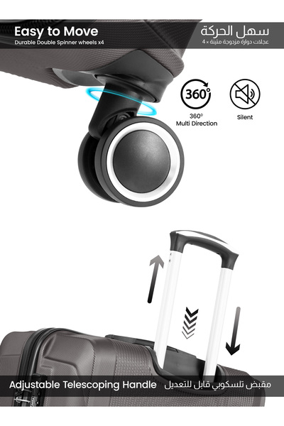 PARAJOHN 20-Inch Cabin Size ABS Hardside Spinner Luggage Trolley | 10KG Lightweight 4-Wheel Suitcase Grey