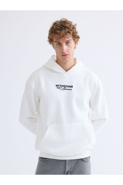 LC Waikiki Екру мъжка блуза с дълъг ръкав и качулка