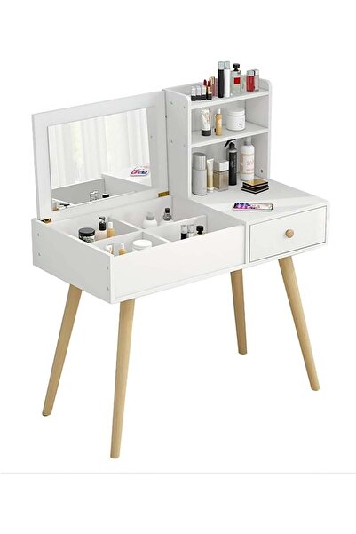 AGD Vanity Table with Mirror and Drawers, Ample Storage for Cosmetics, 80*40*111cm / white