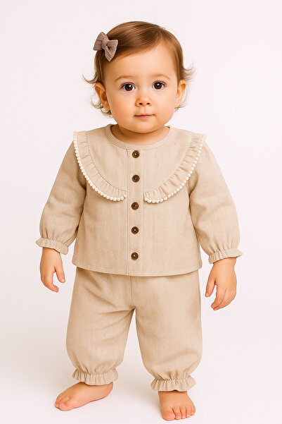 PİETRA BABY KİDS Firfir Detailled 100% Cotton Muslin Fabric Baby and Child Gi...