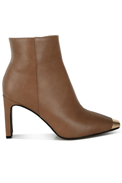 london Rag حذاء نسائي من الجلد الصناعي بمقدمة معدنية باللون البني