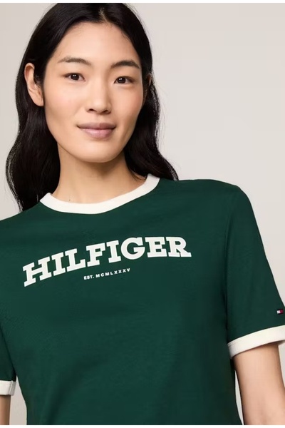 Tommy Hilfiger Regular kesim ince dokulu %100 pamuk floklu t-shirt