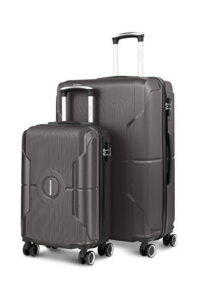 PARAJOHN Set of 2 ABS Hardside Luggage | Small 20-Inch 10KG & Large 28-Inch 30KG 8-Wheel Suitcase – Dark grey