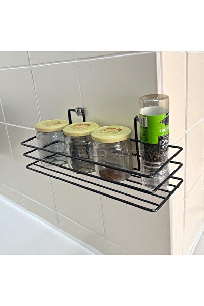 RENK YAPI RÜYASI Suport pentru condimente din metal negru, fără perforare, fă...