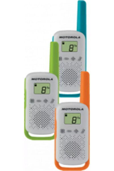 Motorola Set 3 statii radio T42, 16 canale, 4 km, multicolor, 4,8x13,6x2,7 cm