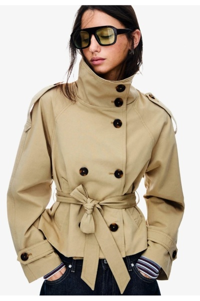 BRGCLOTHING B.S.K krátký trenčkot s límečkem a knoflíky