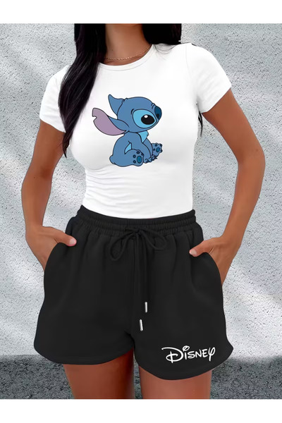 jansogroup SET 2 PIECE IMPRIMAT DESINY PENTRU FEMEI - CROP-ŞORT - ȚESUT DE CA...