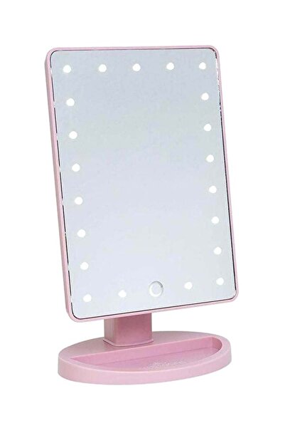 Generic LED Light Makeup Countertop Vanity Mirror Pink 30 x 15cm