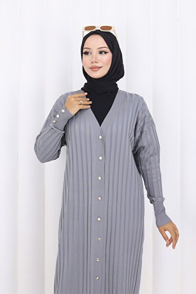 benguen Μακριά ζακέτα με σχέδιο N3257 Γκρι