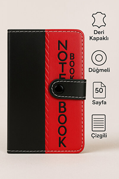 Janissary Deri Kapaklı Çizgili Not Defteri – A6 Boy, Düğmeli Kapaklı, Şık ve ...
