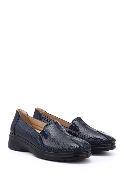 GÖNDERİ(R) Women / Girls Navy Blue Krako Wedge Sole Genuine Leather Comfort Shoes