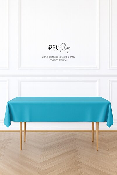 PEKSHOP Reusable Blue Tablecloth Luxury Plastic Table Cover Blue