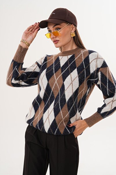 ŞİMAL Pulover tricotat cu model Baklava pentru femei 255141 -