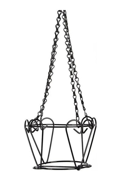 Genel Markalar Tavana Kanca Asılan Siyah Ferforje Çiçeklik Bahçe Balkon Çiçek Saksı Dekoratif Duvar Saksılık Askı