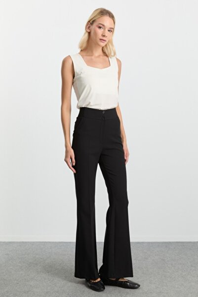 Selen Giyim Beli Lastikli İspanyol Paça Pantolon