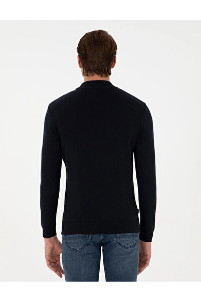 Pierre Cardin Чоловічий тканий светр зі струнким кроєм та напіврибальським коміром