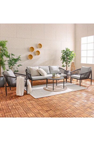 Danube Home Santa 5-Seater Outdoor Sofa Set | Aluminium Frame | Modern Patio Furniture | Grey