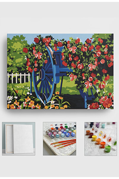 Sulepas Sayılarla Boyama Seti Numaralı Tuval Fırça Boya 40x50 Cm Çiçek Arabası