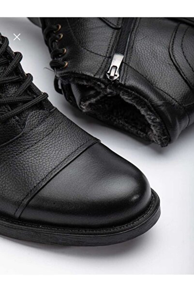 Kardeşler SHOE Kardeşlershoe Men's Genuine Leather with Fur Inside Zippered B...