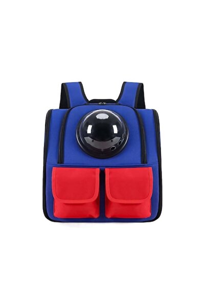 Doty Rucsac cu bule de astronaut cu buzunare frontale, albastru și roșu, 36 cm