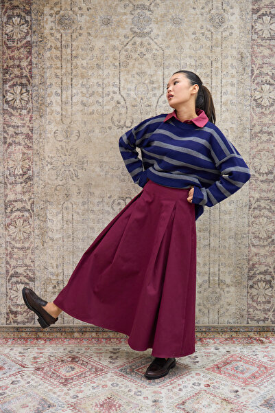 KÜÇÜĞÜM BUTİK Burgundy Pleated Gabardine Skirt