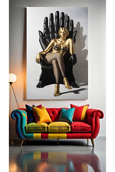 özkacar MODERN SANAT ALTIN KADIN Ev Duvar Salon Güzellik Salonu Ofis Dükkan Dekarasyon Kanvas Tablo