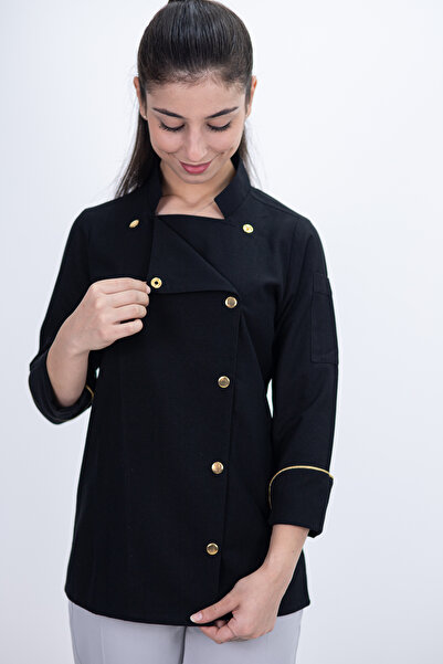 Das Uniform Yan Kapama ÇıtÇıtlı Biyeli Şef Gömlek Aşçı Kıyafeti Chef Aşçı For...