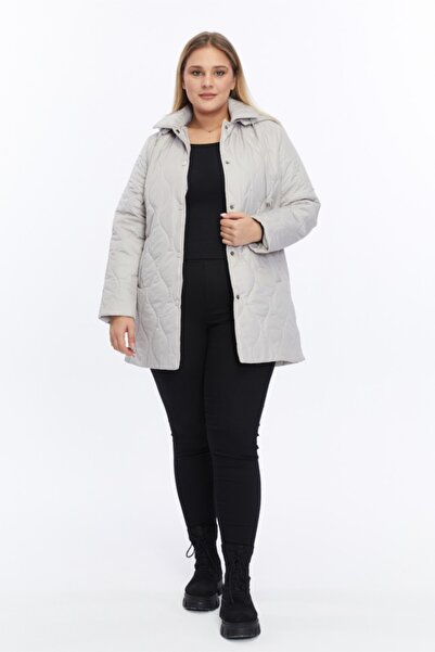 Selen Giyim Yanları Çıtçıtlı Kapüşonlu Soğan Kapitone Mont