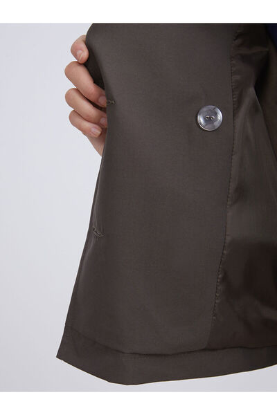 LC Waikiki Kahverengi Kruvaze Yaka Oversize Kadın Trençkot