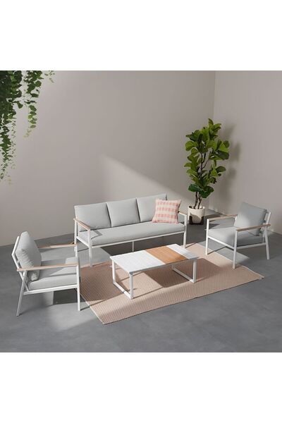 Danube Home طقم أريكة خارجية ألبا بخمسة مقاعد | أثاث حدائق بإطار من الألومنيوم | مقاعد فناء عصرية