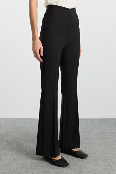 Selen Giyim Beli Lastikli İspanyol Paça Pantolon