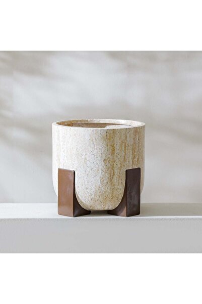 Danube Home أصيص نباتات من طين الألياف مرتفع على حامل | خفيف الوزن، مقاوم للع...