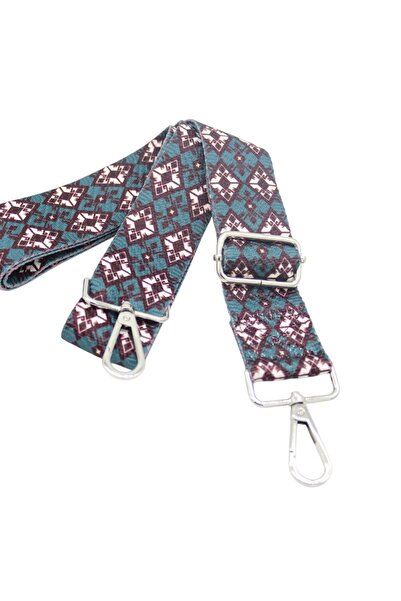 Anatolia Turquoise Ethnic Patterned Polyester Adjustable Bag Shoulder Strap 4 Cmx 120 cm