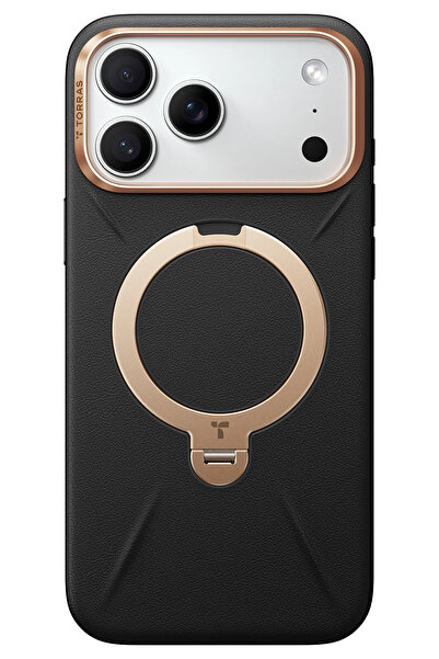 TORRAS جراب iPhone 17 Pro Max O Stand Spin VegSkin Series، جلد فاخر يعمل بالل...