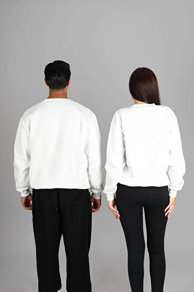 Jooy Φούτερ με λαιμόκοψη σε σχήμα ποδηλάτου, ζευγάρι εραστές, συνδυασμός λευκού χρώματος, σετ 2 τεμαχίων