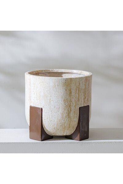 Danube Home Fibre Clay Pot with Stand | Lightweight, Weather-Resistant Plante...
