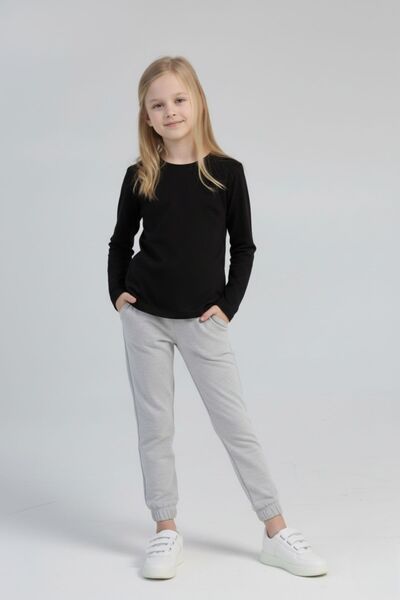 cm buseyiz Combinație școală și ocazională: tricou unisex cu mânecă lungă pentru copii și pantaloni de jogging cu elastic la picioare