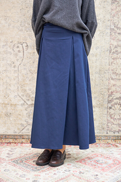 KÜÇÜĞÜM BUTİK Fusta albastră din gabardină plisată