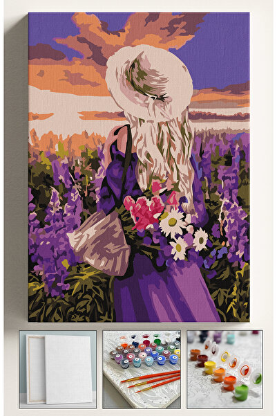 Sulepas Sayılarla Boyama Seti Numaralı Tuval Fırça Boya 40x50 Cm Mor Çiçekler...