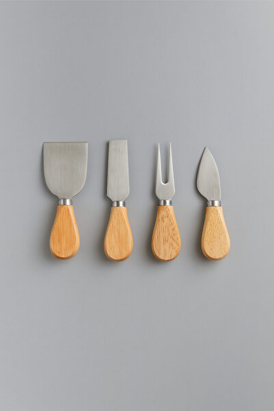 BEYZANA Özel Tasarım Bambu 3 Bıçaklı Peynir Kesme Bıçağı