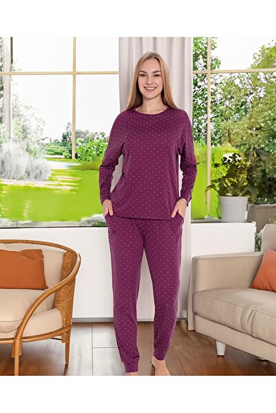 Aydoğan Set de pijamale Napoli cu buline din seria Pure, cu mâneci lungi