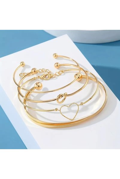 NUCA CO Set of 4 Metal Knot Heart Geometric Cross Vintage Stylish Design Bracelets