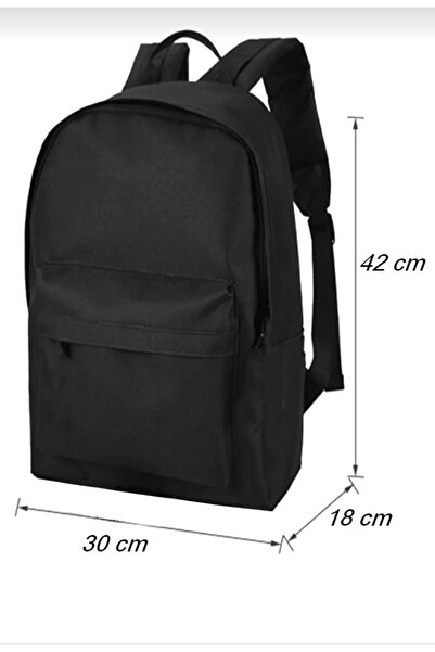 DİYKAYA Unisex Siyah Okul Çantası Günlük Seyahat Sırt Çantası Fermuarlı 2 Bölmeli Kamp Gezi Laptop