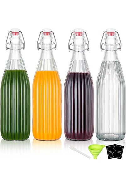 Home Zone Pack of 4-33oz (1L) Swing Top Glass Bottles