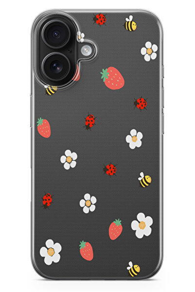 moonset Iphone 17 Uyumlu Papatya Arı Tasarımlı Baskılı Şeffaf Telefon Kılıfı