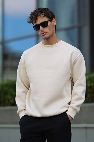 aziso Erkek Bol Kesim İçi Yumuşacık Bisiklet Yaka Sweatshirt