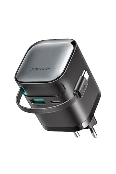 Joyroom Încărcător de rețea GaN JR-TCL02, USB/USB-C, 65W, cablu USB-C integrat, negru
