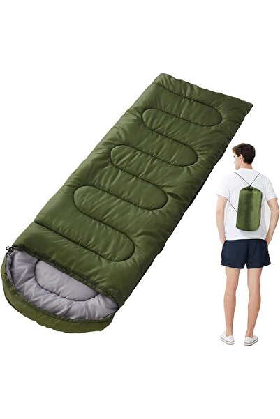 AutoFamily AUTO FAMILY Hooded Envelope Sleeping Bag for Outdoor Camping Green
