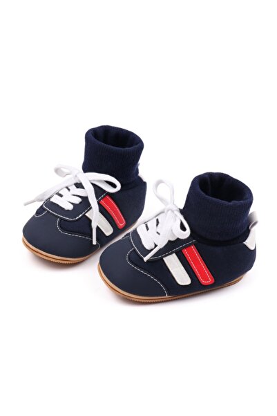 Superbaby Black baby sneakers for first steps, with integrated sock and sport...