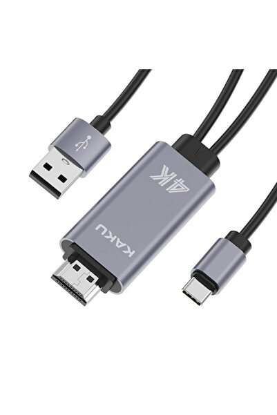 KAKUSİGA Adaptor HDMI KakuSiga, USB-C, USB, Transmisie imagine și sunet, 1 m, Gri